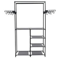 VidaXL Kledingrek 87x44x158 cm staal en nonwoven stof zwart - thumbnail