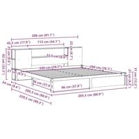 Bed met boekenkast zonder matras grenenhout wit 200x200 cm - thumbnail