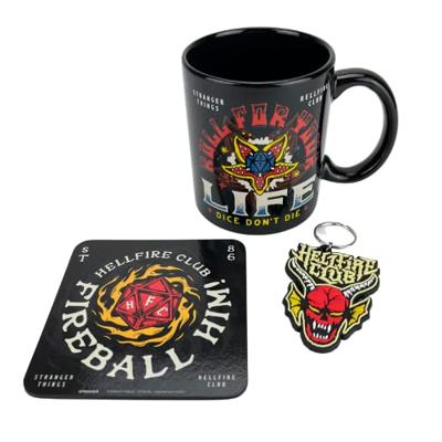 Stranger Things Mug, Coaster and Keychain Set Hellfire