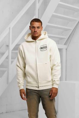 Croyez Damaged Stamp Zip Hoodie Heren Gebroken Wit - Maat S - Kleur: Gebroken Wit | Soccerfanshop