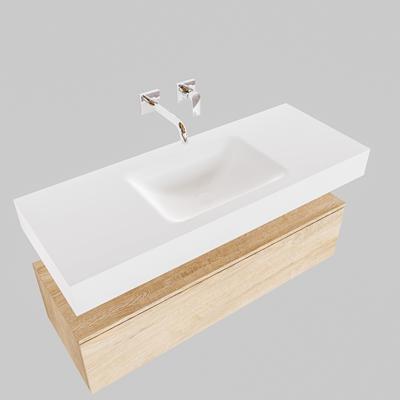 Badmeubel Ibiza 120 cm Washed Oak Spoelbak Dubbel Mat Wit (2 kraangaten) Badmeubel Ibiza 120 cm Washed Oak Spoelbak Dubbel Mat Wit (2 kraangaten)