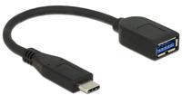 Delock 65684 USB-C-kabel USB-C stekker, USB-A bus 0.10 m Zwart - thumbnail