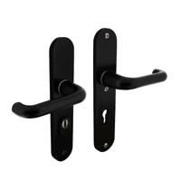 Intersteel | Veiligheidsbeslag kruk/kruk profielcilinder met kerntrekbeveiliging | SKG3 | Aluminium Zwart - thumbnail