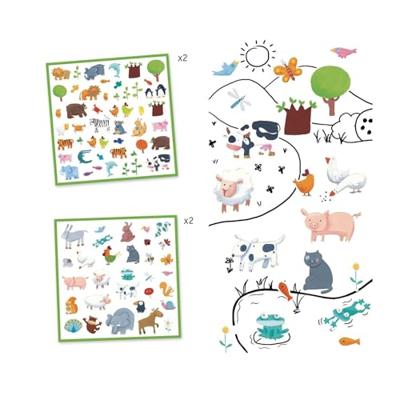 160 dierenstickers DJECO meerdere kleuren - thumbnail