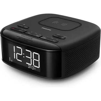 Philips R7705/10 Klokradio, DAB+/FM Radio (Bluetooth, Dubbel alarm, Sleeptimer, Automatische Tijdsynchronisatie, Batterij als Back-up, Draadloze Telefoonopladere)