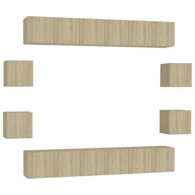 10-delige Tv-meubelset bewerkt hout sonoma eikenkleurig