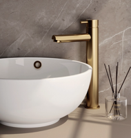 Wastafelmengkraan Brauer Gold Edition Coldstart Opbouw Hoog Korte Ronde Hendel Geborsteld Goud PVD Brauer - thumbnail