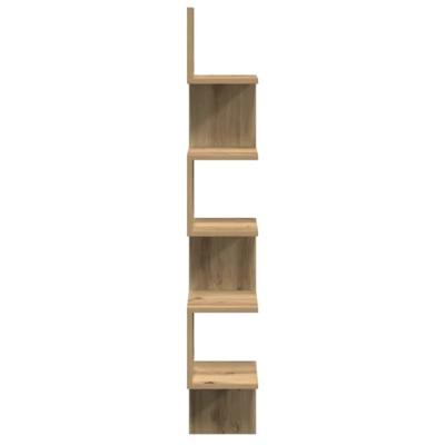Hoekwandschap 20x20x127,5 cm bewerkt hout artisanaal eiken - thumbnail