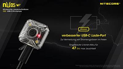 NiteCore NC-NU05V2 NU05 V2 Kleine mobiele lamp LED Zwart, Transparant