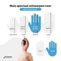 Evoluent VerticalMouse 3 Ergonomische muis USB Optisch Zwart, Zilver 5 Toetsen 2600 dpi Ergonomisch - thumbnail