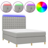 Boxspring met matras en LED stof lichtgrijs 140x190 cm - thumbnail