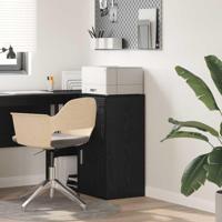 Dressoir met lade Zwart eiken 38 x 34,5 x 75 cm Bewerkt hout - thumbnail