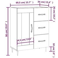 Dressoir 69,5x34x90 cm bewerkt hout wit - thumbnail