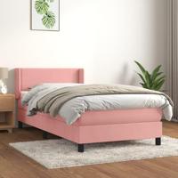 Boxspring met matras fluweel roze 100x200 cm - thumbnail