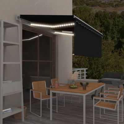 VidaXL Luifel automatisch met gordijn led windsensor 3x2,5 m antraciet