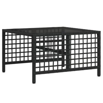 3-delige Loungeset met kussens poly rattan zwart