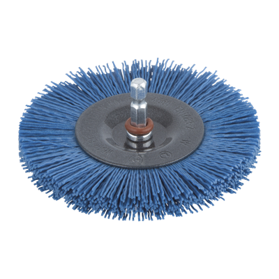 Wolfcraft Nylon-draadborstel | Blauw | 6-kant schacht | Ø100mm | 1 stuk - 2727000