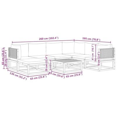8-delige Loungeset met kussens massief acaciahout