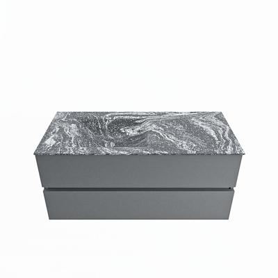 MONDIAZ VICA-DLUX 110cm badmeubel onderkast Plata 2 lades. Inbouw wastafel CLOUD links zonder kraangat, kleur Lava.