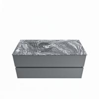 MONDIAZ VICA-DLUX 110cm badmeubel onderkast Plata 2 lades. Inbouw wastafel CLOUD links zonder kraangat, kleur Lava. - thumbnail