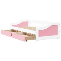Slaapbank met 2 lades zonder matras IRUN 90x200 cm wit en roze - thumbnail
