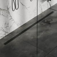 Douchegoot Brauer StanDrain 180x7 cm Zwart Vloerflens Inclusief Kunststof Sifon Verstelbare Poten Brauer - thumbnail