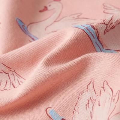 Kinderpyjama met lange mouwen zwanenprint 128 lichtroze - thumbnail