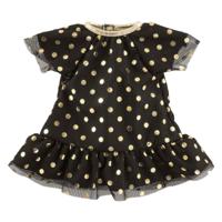 Corolle Ma zwarte popppenjurk met gouden stippen - 36cm - thumbnail