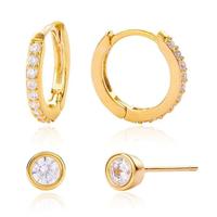 Elenza Goudkleurige Oorring- en Studset met Zirconia - thumbnail