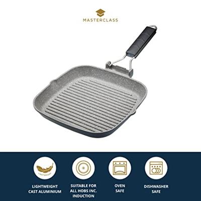 MasterClass - Gietaluminium Grillpan 24cm - Opvouwbaar Handvat - Maste