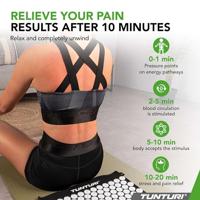 Tunturi Acupressuur Mat met kussen | Spijkermat| Meditatie Mat | Acupunctuur Set | 83 x 42 cm | Zwart - thumbnail