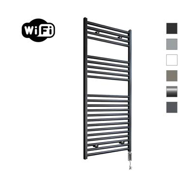 Elektrische Radiator Sanicare HWV Met Wifi 111,8x60 cm Mat Zwart 730W Met Thermostaat Chroom Rechtsonder Sanicare Elektrische Radiator Sanicare HWV Met Wifi 111,8x60 cm Mat Zwart 730W Met Thermostaat Chroom Rechtsonder Sanicare