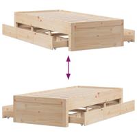 Bedframe zonder matras met lades massief grenenhout 75x190 cm - thumbnail