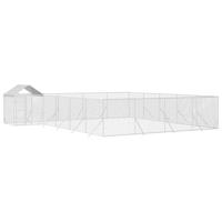 Hondenkennel met dak 10x8x2,5 m gegalvaniseerd staal zilver - thumbnail