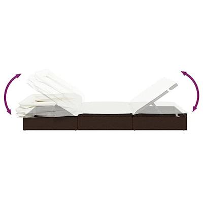 Ligbed met inklapbaar dak 213x63x97 cm poly rattan bruin - thumbnail