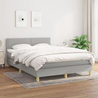 Boxspring met matras stof lichtgrijs 140x200 cm - thumbnail