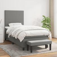 Boxspring met matras stof donkergrijs 90x200 cm - thumbnail