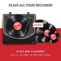 ION Audio Premier LP - Draadloze Bluetooth platenspeler / vinyl platenspeler met luidsprekers, USB-conversie, RCA & hoofdtelefoonuitgangen - Zwart - thumbnail