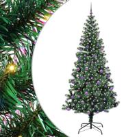 VidaXL Kunstmatig voorverlicht kerstboom groen 240 cm pvc en metaal - thumbnail