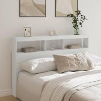 Hoofdbordkast met LED-verlichting 160x17x102 cm wit - thumbnail