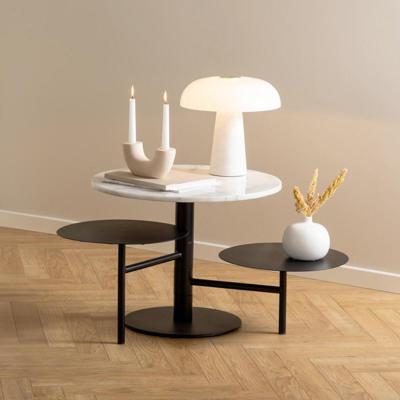 Bendt Salontafel / Bijzettafel 'Saprina' Marmer en staal, Met 3 bladen, kleur Wit