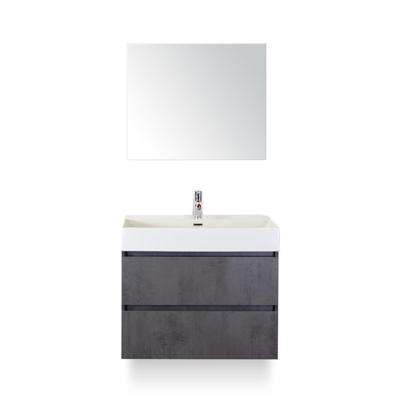 Maxx XL Badmeubelset 80 cm - Beton Antraciet - Wastafel Kube 1 kraangat - met Spiegel