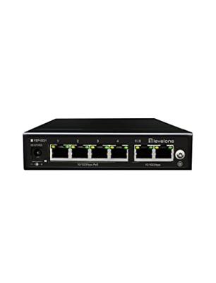 LevelOne Switch FEP-0631/6-Port Fast Ethernet/4-Port PoE, 802.3af/at/2050M/PoE Auto Checking/zwart