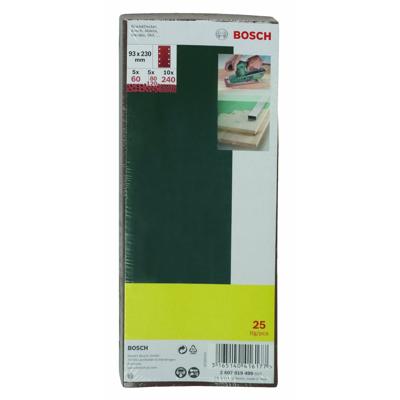 Bosch Accessories 2607019499 Oscillerend schuurpapierset Geperforeerd Korrelgrootte (num) 60, 80, 120, 240 (l x b) 230 mm x 93 mm 1 set(s) Bosch Accessories 2607019499 Oscillerend schuurpapierset Geperforeerd Korrelgrootte (num) 60, 80, 120, 240 (l x b) 230 mm x 93 mm 1 set(s)