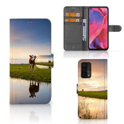 OPPO A54 5G | A74 5G | A93 5G | Telefoonhoesje | Met pasjeshouder | Koe