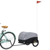 VidaXL Fietstrailer 30 kg ijzer zwart en grijs - thumbnail