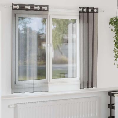 Gordijnen voile met doorvoertules 2 st 140x140 cm zwart