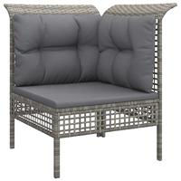 4-delige Loungeset met kussens poly rattan grijs - thumbnail