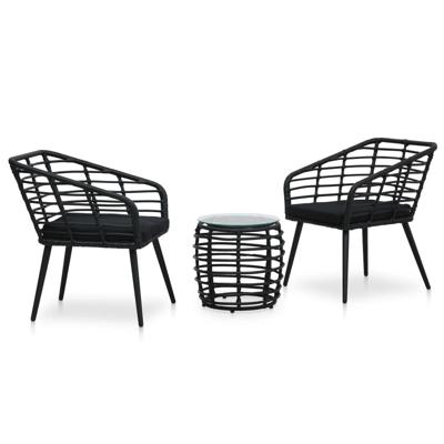 3-delige Bistroset poly rattan zwart 3-delige Bistroset poly rattan zwart
