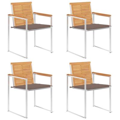 Tuinstoelen 4 st met kussens massief teakhout
